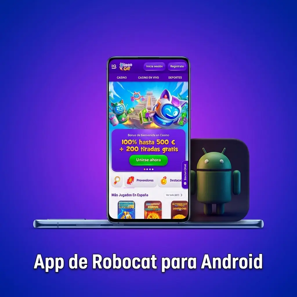 Aplicación móvil de Robocat para Android con acceso a apuestas deportivas y casino desde cualquier lugar