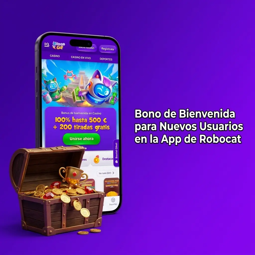 Bono de bienvenida Robocat: 100% hasta 500 EUR + 200 giros gratis o bono deportivo hasta 100 EUR